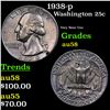 Image 1 : 1938-p Washington Quarter 25c Grades Choice AU/BU Slider