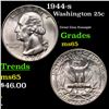 Image 1 : 1944-s Washington Quarter 25c Grades GEM Unc