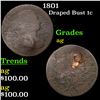 Image 1 : 1801 Draped Bust Large Cent 1c Grades ag