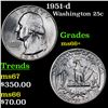 Image 1 : 1951-d Washington Quarter 25c Grades GEM++ Unc