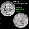 Image 1 : 1942-p Washington Quarter 25c Grades Choice AU/BU Slider