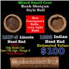 Image 1 : Mixed small cents 1c orig shotgun roll, 1917-s Wheat Cent, 1898 Indian Cent other end, Brinks Wrappe
