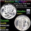 Image 1 : ***Auction Highlight*** 1944-p Mercury Dime Near TOP POP! 10c Graded ms67+ BY SEGS (fc)