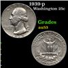 Image 1 : 1939-p Washington Quarter 25c Grades Select AU