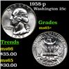 Image 1 : 1958-p Washington Quarter 25c Grades GEM+ Unc