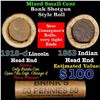 Image 1 : Mixed small cents 1c orig shotgun roll, 1918-d Wheat Cent, 1863 Indian Cent other end, Brinks Wrappe