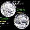 Image 1 : 1937-p Buffalo Nickel 5c Grades GEM+ Unc