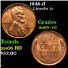 Image 1 : 1946-d Lincoln Cent 1c Grades GEM++ Unc RD