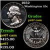 Image 1 : Proof 1952 Washington Quarter 25c Grades GEM++ Proof Cameo