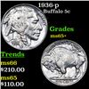 Image 1 : 1936-p Buffalo Nickel 5c Grades GEM+ Unc