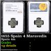 Image 1 : NGC 1655 Spain 4 Maravedis Graded vg details By NGC