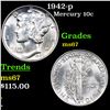 Image 1 : 1942-p Mercury Dime 10c Grades GEM++ Unc