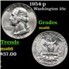 Image 1 : 1954-p Washington Quarter 25c Grades GEM+ Unc