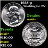 Image 1 : 1958-p Washington Quarter 25c Grades GEM++ Unc
