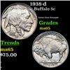 Image 1 : 1938-d Buffalo Nickel 5c Grades GEM Unc