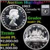 Image 1 : ***Auction Highlight*** 1963 Canada Dollar $1 Graded ms67+ PL By SEGS (fc)