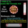 Image 1 : Shotgun Lincoln 1c roll, 1968-d 50 pcs Bank Wrapper.