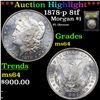 Image 1 : ***Auction Highlight*** 1878-p 8tf Morgan Dollar $1 Graded Choice Unc BY USCG (fc)