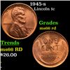 Image 1 : 1945-s Lincoln Cent 1c Grades GEM+ Unc RD