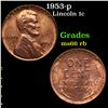 Image 1 : 1953-p Lincoln Cent 1c Grades GEM+ Unc RB