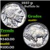 Image 1 : 1937-p Buffalo Nickel 5c Grades GEM++ Unc