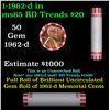 Image 1 : Shotgun Lincoln 1c roll, 1962-d 50 pcs Bank Wrapper.