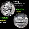Image 1 : 1944-p Jefferson Nickel 5c Grades GEM+ Unc