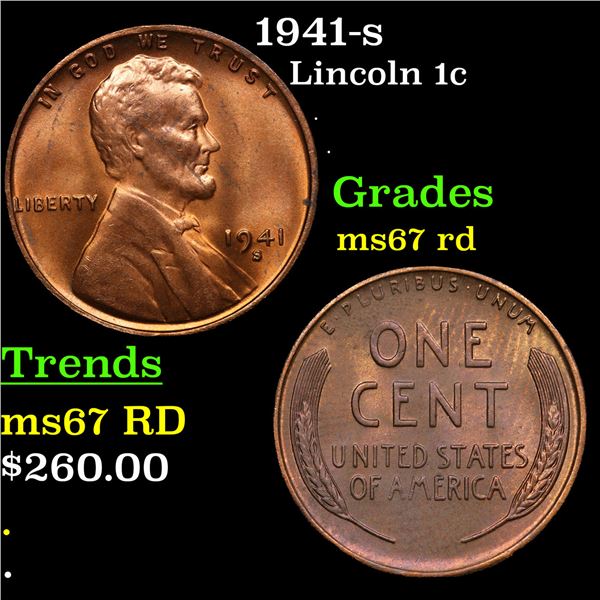 1941-s Lincoln Cent 1c Grades GEM++ Unc RD