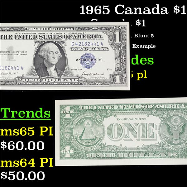 1965 Canada $1 Silver Canada Dollar KM# 64.1 $1 Grades GEM Unc PL