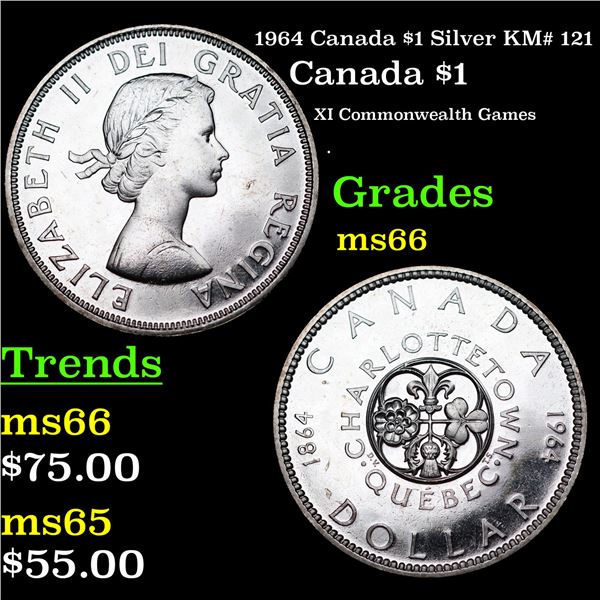1964 Canada $1 Silver Canada Dollar KM# 121 $1 Grades GEM+ Unc