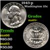 Image 1 : 1943-p Washington Quarter 25c Grades GEM+ Unc