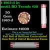 Image 1 : Shotgun Lincoln 1c roll, 1963-d 50 pcs Bank Wrapper.