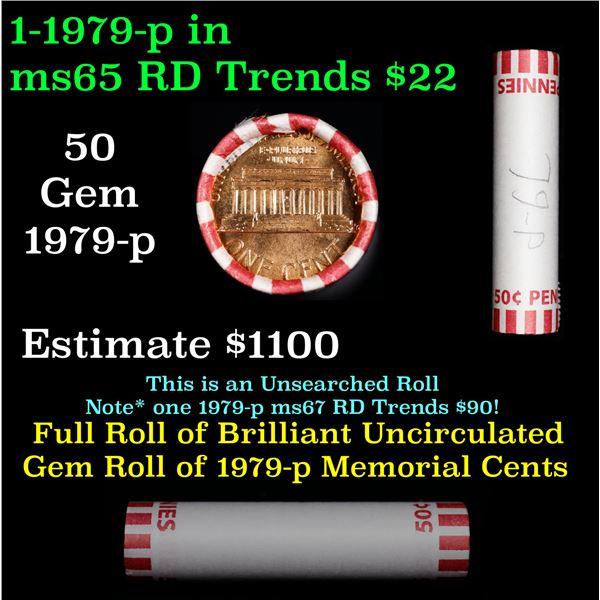 Shotgun Lincoln 1c roll, 1979-p 50 pcs Bank Wrapper.