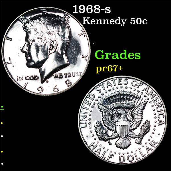 Proof 1968-s Kennedy Half Dollar 50c Grades GEM++ Proof
