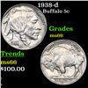 Image 1 : 1938-d Buffalo Nickel 5c Grades GEM+ Unc