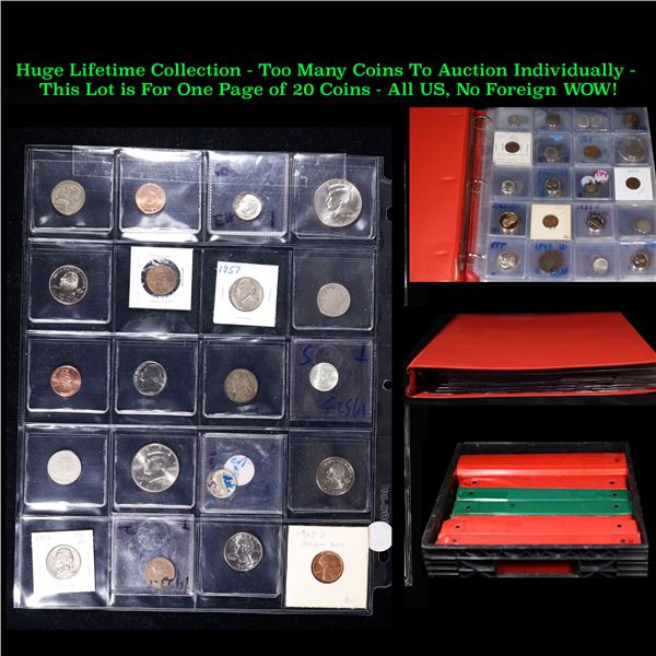 Huge Liifetime Collection - Too Many Coins To Auction Individually - This Lot is For One Page of 20 