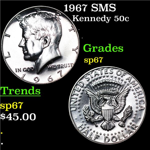 1967 SMS Kennedy Half Dollar 50c Grades sp67