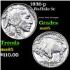 Image 1 : 1936-p Buffalo Nickel 5c Grades GEM Unc