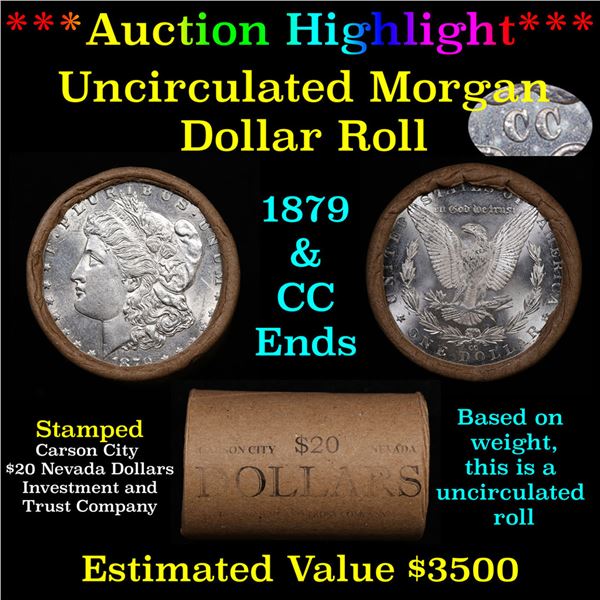 ***Auction Highlight*** 1879 & CC Uncirculated Morgan Dollar Shotgun Roll (fc)