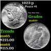 Image 1 : 1923-p Peace Dollar $1 Grades Choice+ Unc