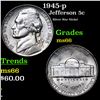 Image 1 : 1945-p Jefferson Nickel 5c Grades GEM+ Unc