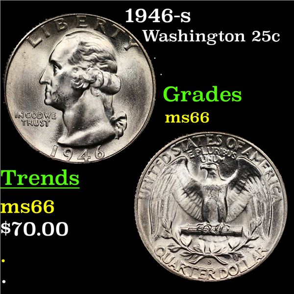 1946-s Washington Quarter 25c Grades GEM+ Unc