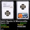 Image 1 : NGC 1622 Spain 8 Maravedis Graded xf details By NGC
