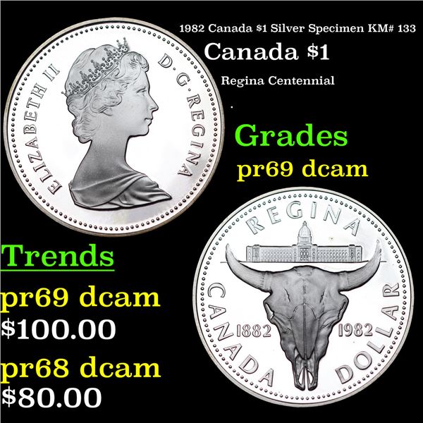 Proof 1982 Canada $1 Silver Specimen Canada Dollar KM# 133 $1 Grades GEM++ Proof Deep Cameo