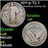 Image 1 : 1917-p Ty I Standing Liberty Quarter 25c Grades vg, very good