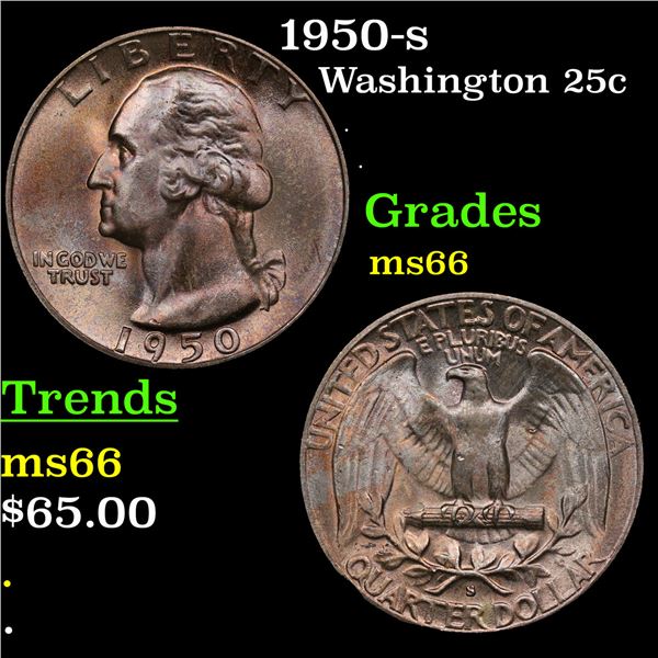 1950-s Washington Quarter 25c Grades GEM+ Unc