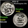 Image 1 : 1951-d Washington Quarter 25c Grades GEM+ Unc