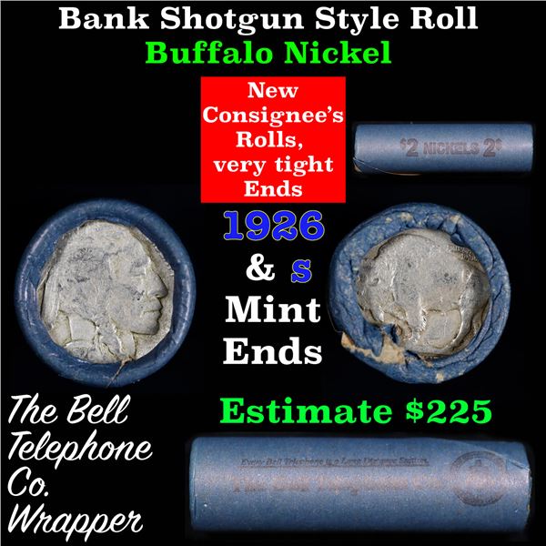 Buffalo Nickel Shotgun Roll in Old Bank Style 'Bell Telephone'  Wrapper 1926 &s Mint Ends