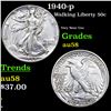 Image 1 : 1940-p Walking Liberty Half Dollar 50c Grades Choice AU/BU Slider