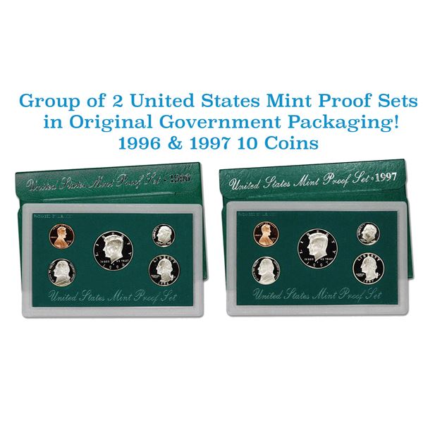 Group of 2 United States Mint Proof Sets 1996-1997 10 coins.